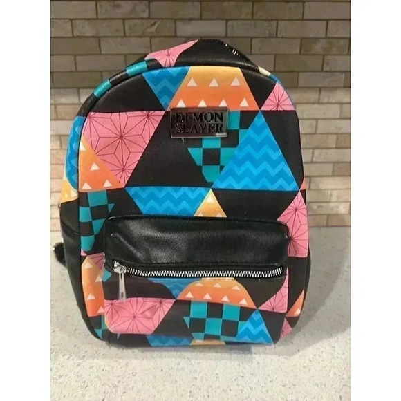 Demon Slayer: Kimetsu No Yaiba Nezuko Tanjiro Zenitsu Patchwork Mini Backpack TM - Picture 2 of 8